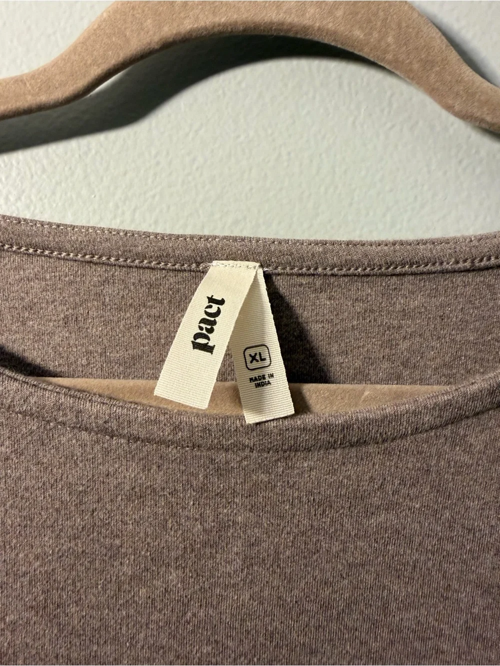 Pact Organic Cotton Airplane Dolman Top Deep Taupe Heather - Picture 3 of 5